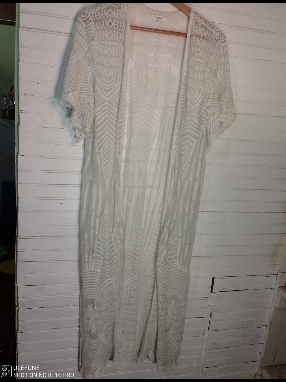 Maurices Sheer Embroidered Duster Kimono - Ivory